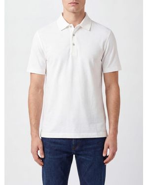 Herno Short-Sleeve Cotton Polo Shirt With Three-Button Placket - White