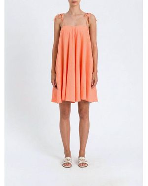 Twinset Robe En Mélange De Lin - Orange