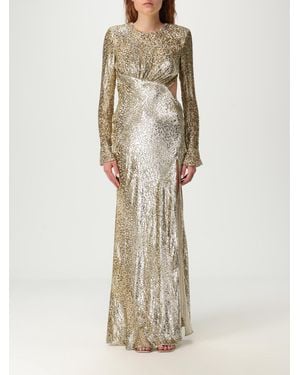 Self-Portrait Elegant Long Sleeve Evening Gown With Thigh Slit - Natural