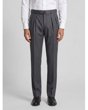 Tagliatore Pleated Virgin Wool Tailored Pants With Mid-Rise Waist - Gray