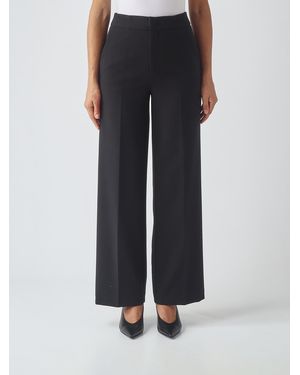 Twinset High-Waisted Wide Leg Viscose Blend Trousers - Black