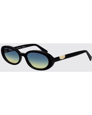 Longchamp Oval Acetate Sunglasses With Monogram Logo And Coloured Lenses - Black
