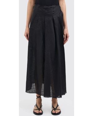 Isabel Benenato Linen Skirt - Black