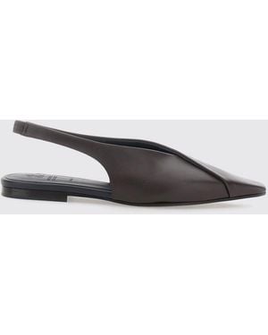 Brunello Cucinelli Tapered-Toe Smooth Leather Slingback Flats - Brown
