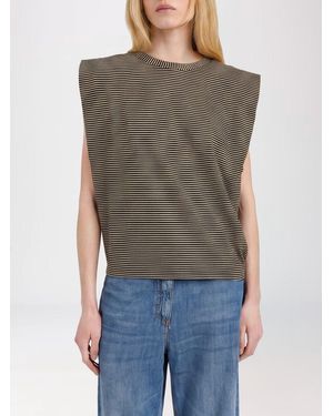 Momoní Momon&Igrave Cotton-Blend T-Shirt With Padded Shoulders And Cap Sleeves - Multicolour