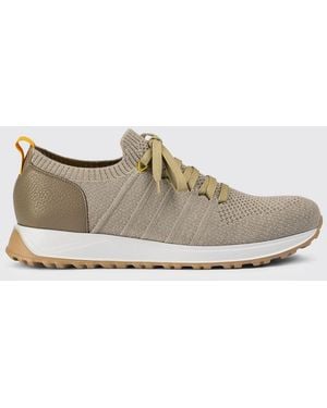 Doucal's Crochet Knit And Leather Trainers - White