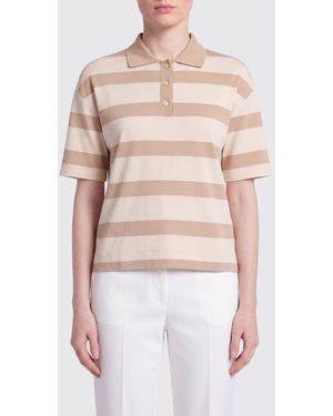 Max Mara Striped Cotton Polo Shirt - White