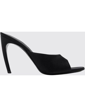 The Attico Betta Satin Mules Sandals With A Curved High Heel And Open Toe - Black