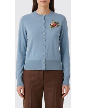 Dolce & Gabbana Dolce &Amp Gabbana Silk Cardigan With Floral Embroidery - Blue