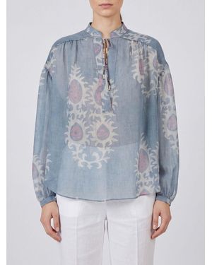 Bazar Deluxe Printed Viscose Blouse - Blue