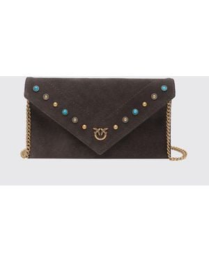 Pinko Small Studded Suede Pouch Bag - Grey