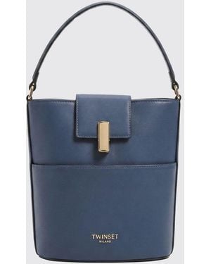 Twinset Synthetic Leather Bucket Bag - Blue