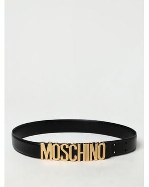 Moschino Cinturón De Piel Con Logo - Metálico