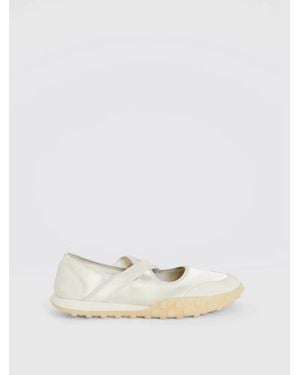 Jil Sander Moon Nylon And Suede Ballet Flats - Natural