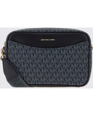 Michael Kors Bev Mk Monogram Coated Canvas Camera Crossbody Bag - Black