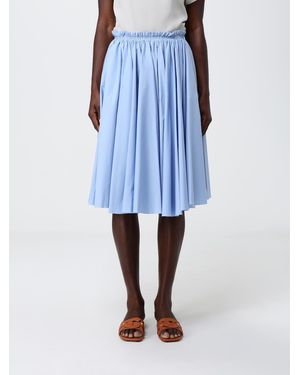 Ami Paris Pleated Cotton Skirt - Blue