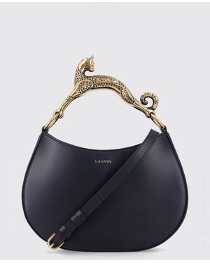 Lanvin Small Hobo Cat Smooth Leather Bag With Sculptural Handle - Blue