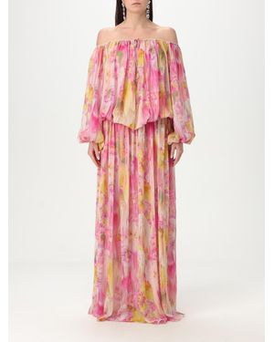 Blumarine Floral Print Maxi Dress Offtheshoulder - Pink