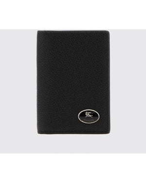 Burberry Grained Calfskin Bifold Card Holder With Front Logo - Black