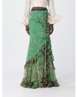 Etro Paisley Silk Skirt - Green