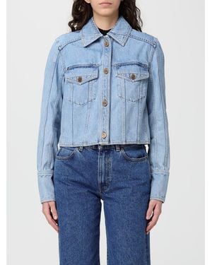 Balmain Crop Denim Jacket - Blue