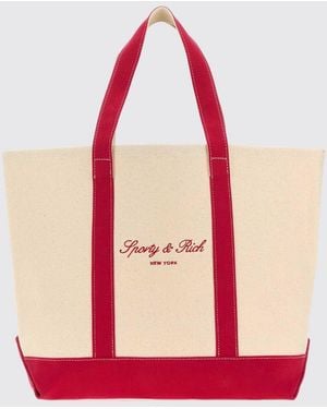 Sporty & Rich Sporty &Amp Rich Cotton Canvas Tote Bag With Embroidered Logo - Pink