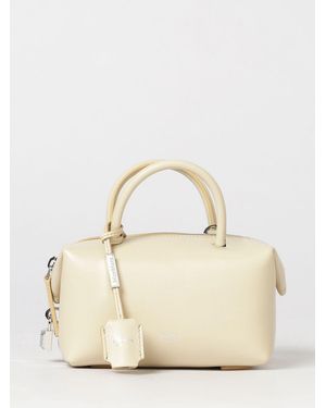 Max Mara Holdall Mini-Boston-Tasche Von Aus Glattleder Mit Anhänger - Natur