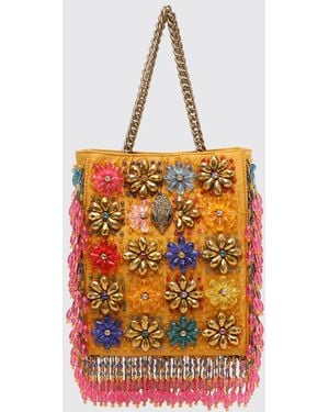 Kurt Geiger Mini Beaded Tote Bag With Flowers - Orange