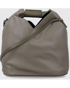 MM6 by Maison Margiela Japanese Calf Leather Bucket Bag - Grey