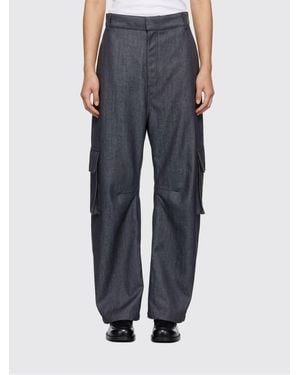 Balenciaga High-Waisted Wide-Leg Cargo Trousers - Blue