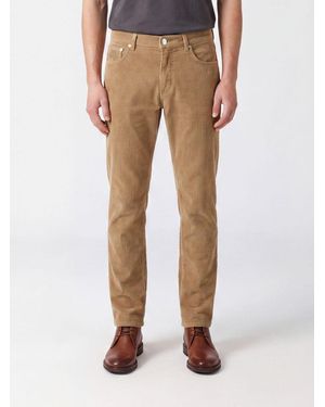 Brunello Cucinelli Slim Fit Corduroy Cotton Pants - Natural