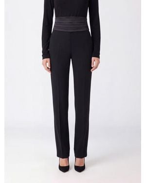 Ermanno Scervino High-Waisted Slim Fit Cady Tuxedo Pants - Black