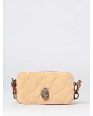 Kurt Geiger Kensington Leather And Suede Mini Bag With Rhinestone Logo - Natural