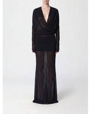 Entire studios Long Slim Fit Wrap Evening Gown With Back Slit - Black