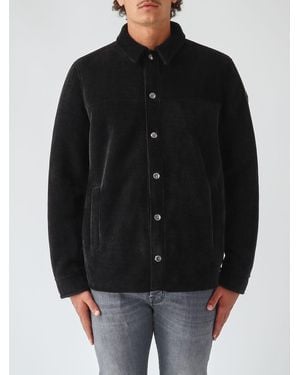 Colmar Single-Breasted Velvet Overshirt With A Classic Collar And Button Closure - Black