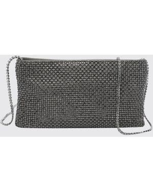Benedetta Bruzziches Your Best Friend Silk Mini Bag With Rhinestones And Jewel Strap - Gray