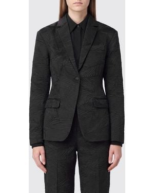 Ulla Johnson Single-Breasted Cropped Pleated Blazer With Peak Lapels - Black