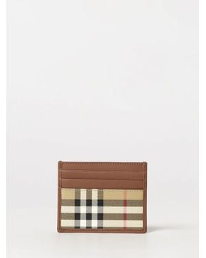 Burberry Kartenetui Von Aus Beschichteter Baumwolle Im Check-Muster Mit Sechs Fächern - Natur