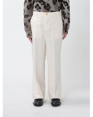 Laneus Linen Blend Wide-Leg Pants - White