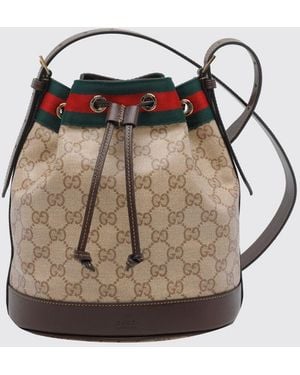 Gucci Venice Mini Gg Monogram Jacquard Fabric Bucket Bag - Natural