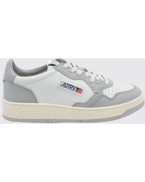 Autry Medalist Low Two-Tone Calfskin And Suede Trainers - White