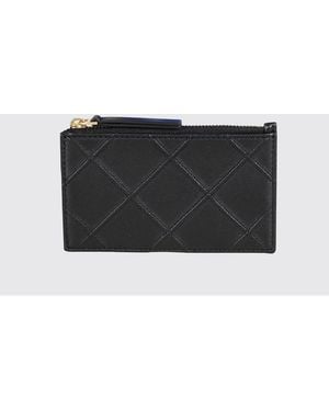 Tory Burch Fleming Quilted Nappa Leather Card Holder - Grey