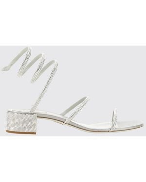 Rene Caovilla Cleo Satin Sandals With Rhinestones - White