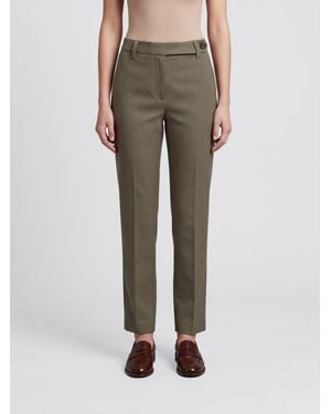 Brunello Cucinelli Stretch Cotton Slim Fit Trousers - Natural
