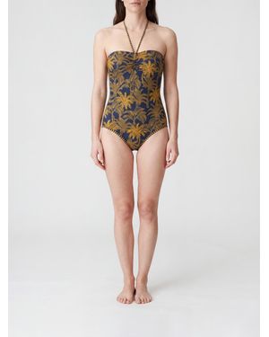Eres Tropical Floral Print One-Piece Swimsuit With A Sweetheart Neckline - Natural