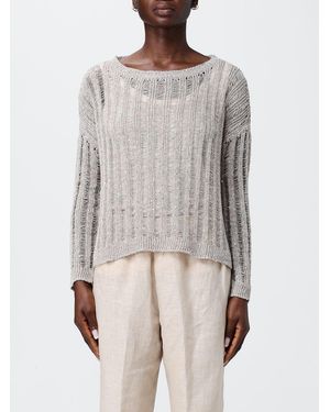 120% Lino Openwork Knit Top - Grey
