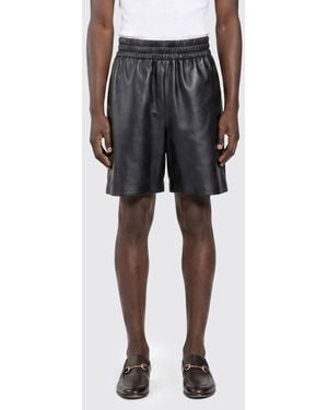 Gucci Lambskin Leather Shorts With Elasticated Drawstring Waist - Black