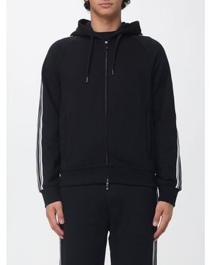 Emporio Armani Cotton Zip-Up Hoodie With Contrasting Bands - Blue