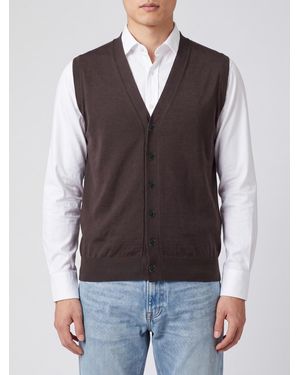 John Smedley V-Neck Knitted Waistcoat - Blue
