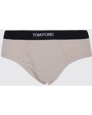 Tom Ford Contrast Logo Waistband Stretch-Cotton Briefs - Black